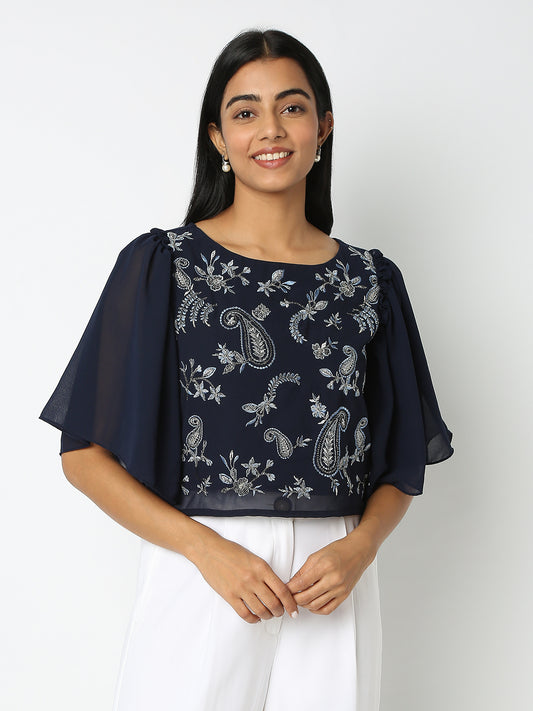 Regular Fit Embroidered Top