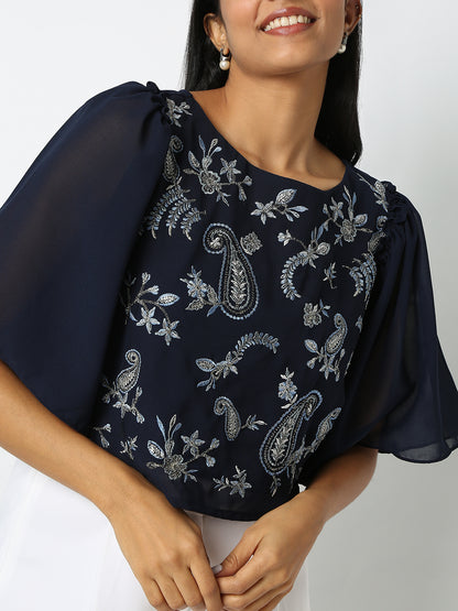 Regular Fit Embroidered Top