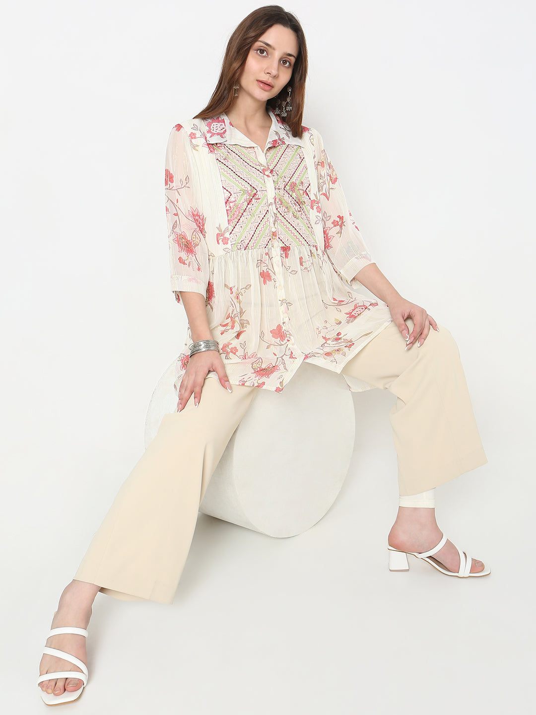 Flare Fit Embellished Kurta