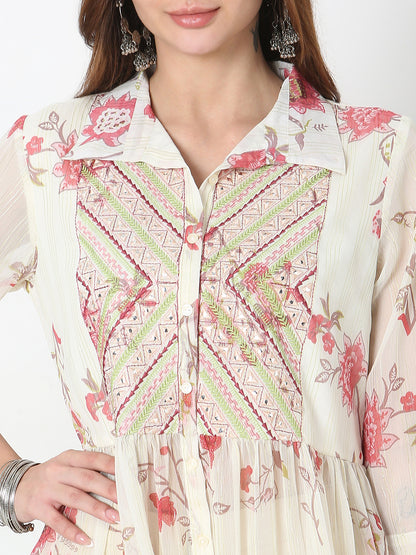 Flare Fit Embellished Kurta