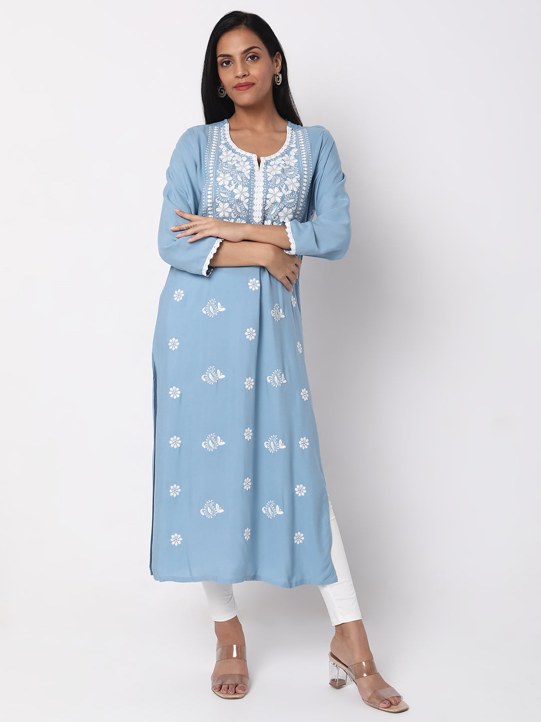Straight Fit Embroidered Kurta