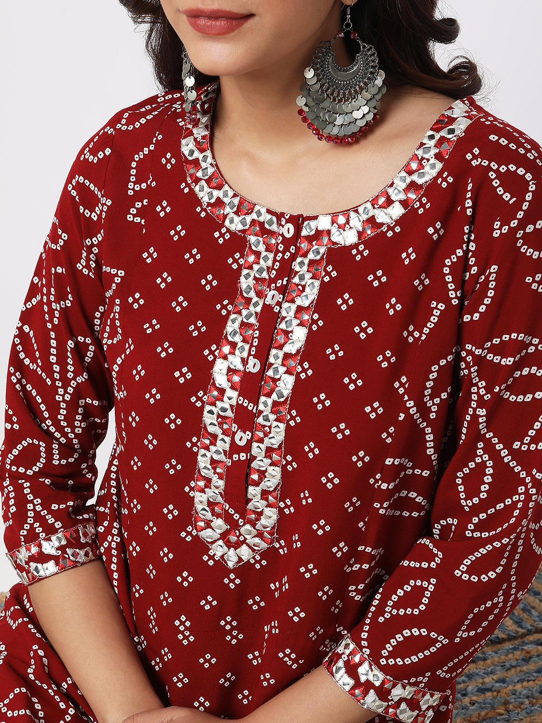Women Wearing Maroon Viscose Printed Kurta