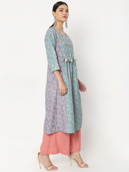 Flare Fit Embroidered Kurta