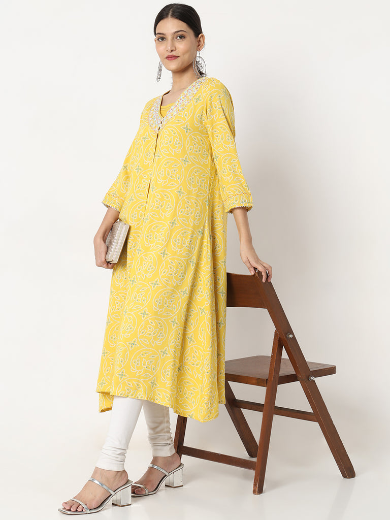 Flare Fit Embroidered Kurta