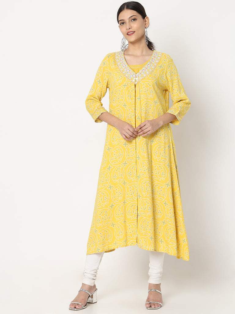 Flare Fit Embroidered Kurta