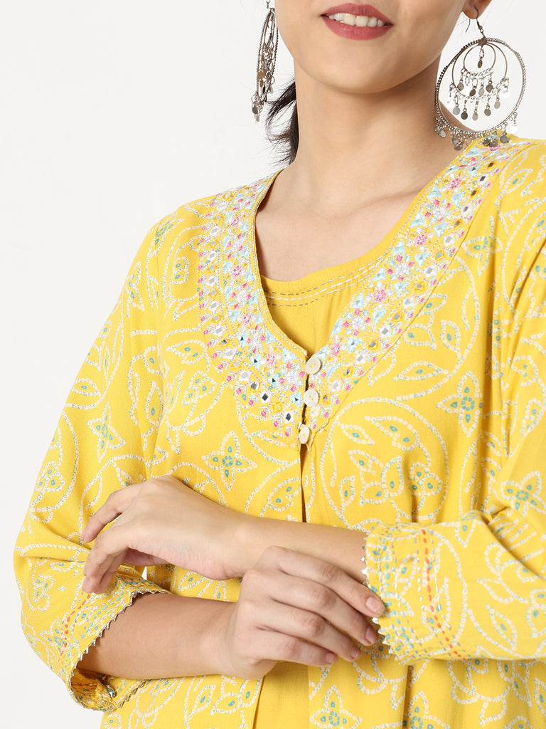 Flare Fit Embroidered Kurta