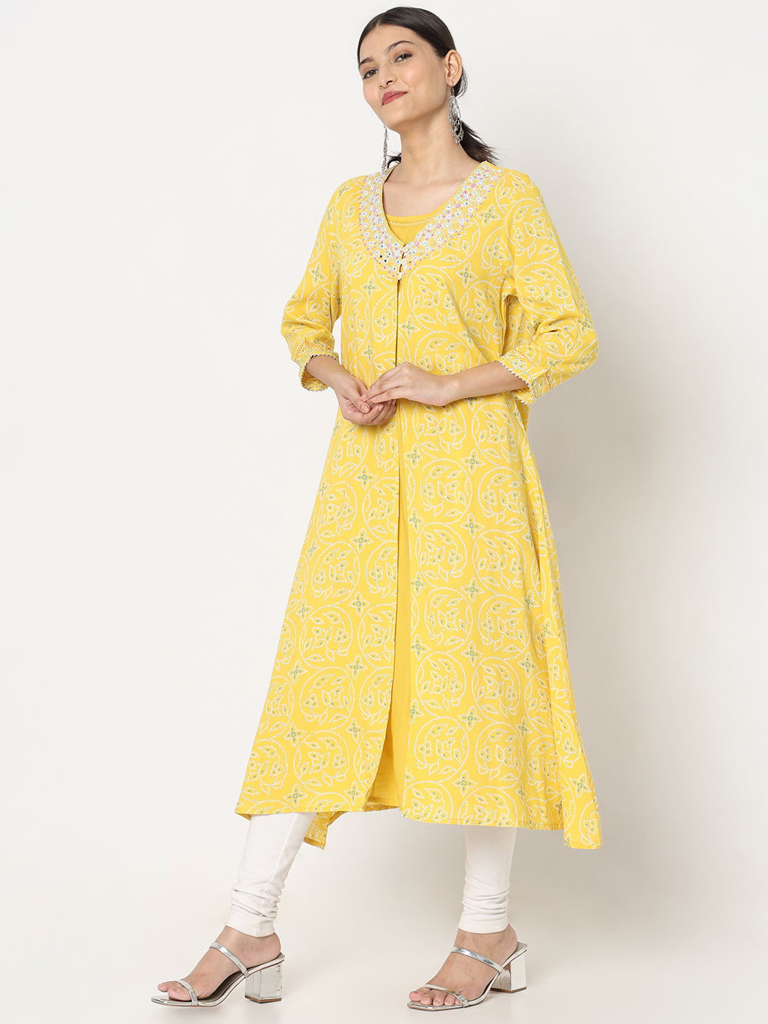 Flare Fit Embroidered Kurta