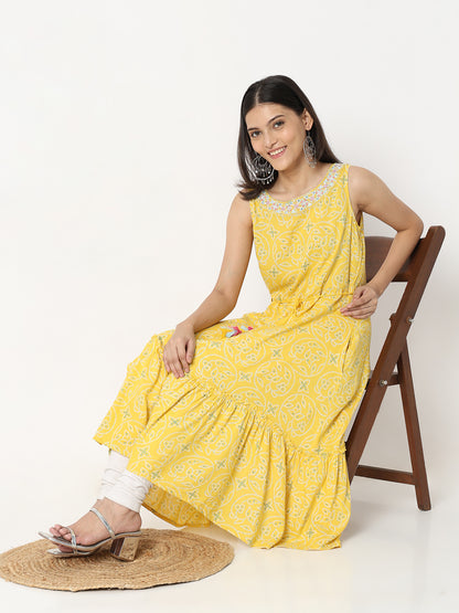 Flare Fit Embroidered Kurta