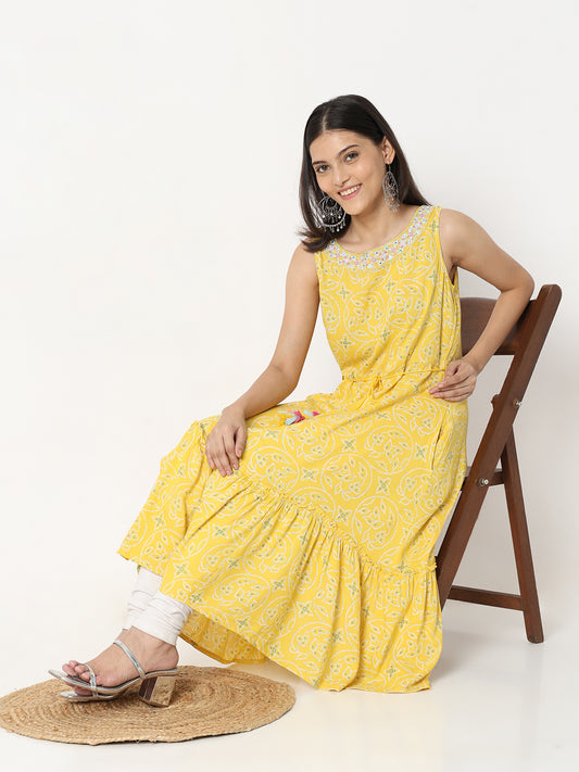 Flare Fit Embroidered Kurta