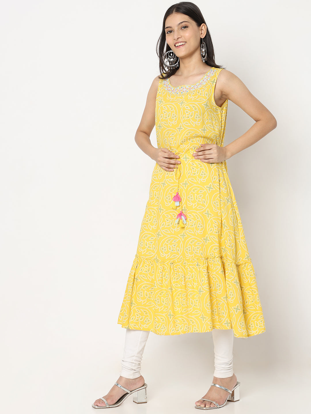Flare Fit Embroidered Kurta