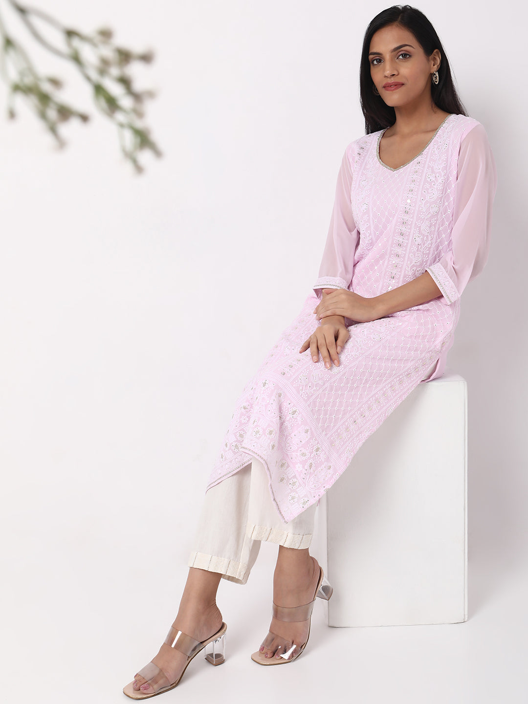 Straight Fit Embroidered Kurta