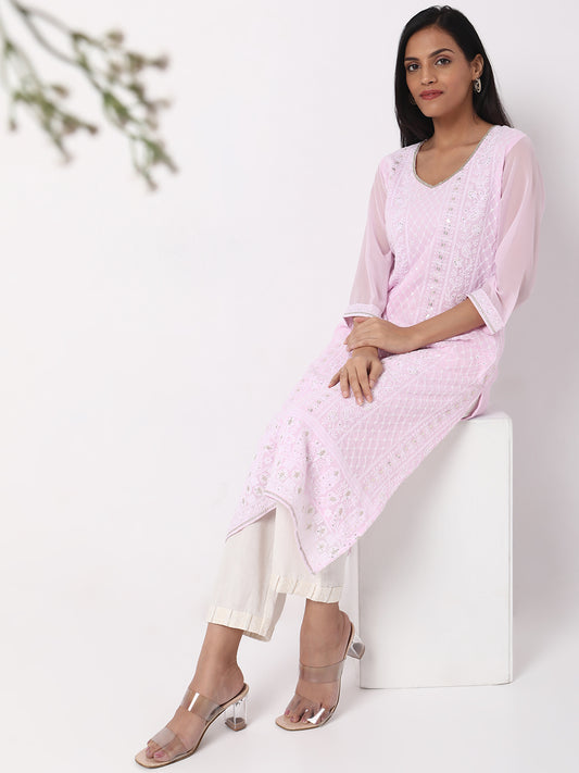 Straight Fit Embroidered Kurta