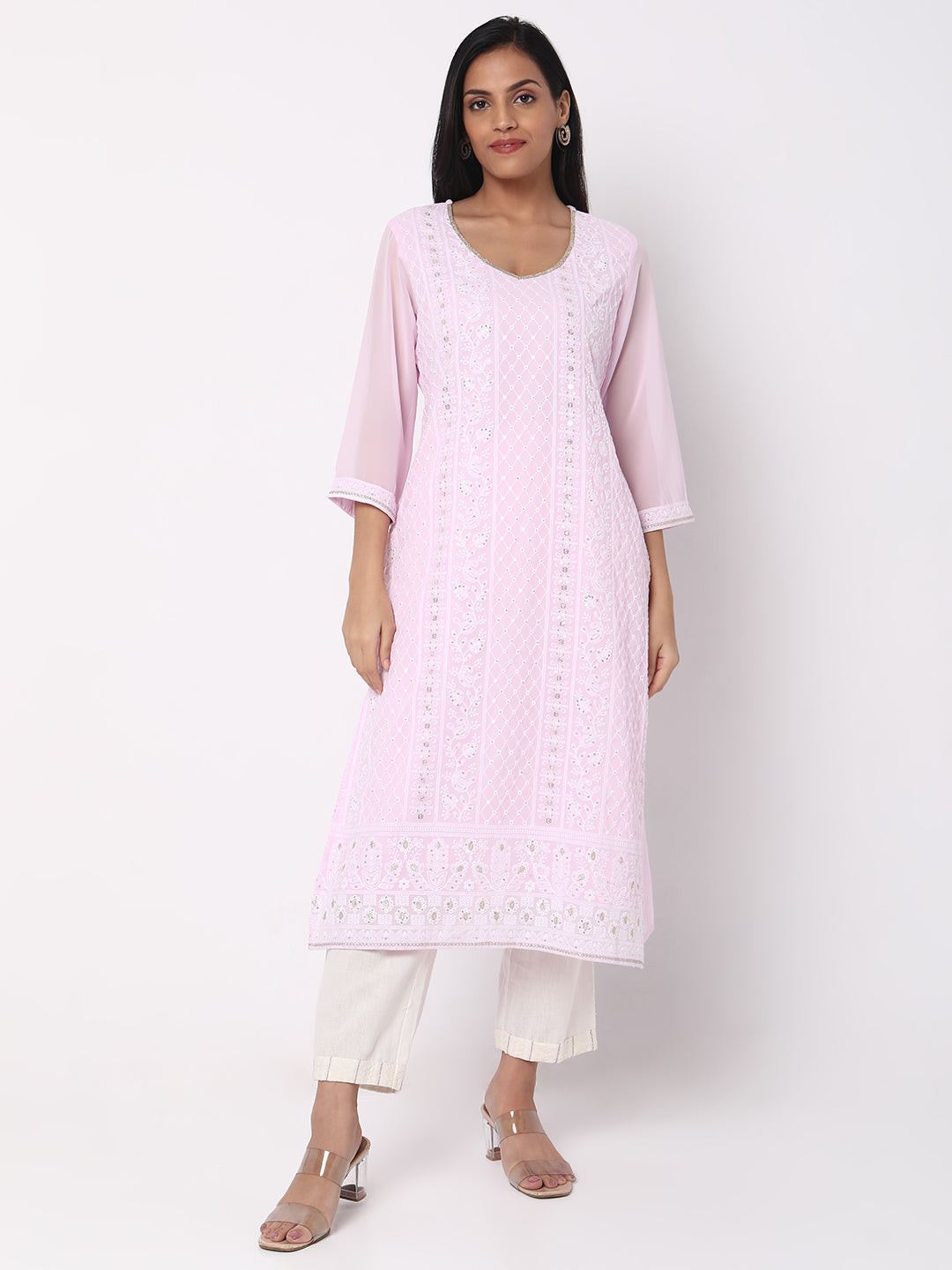 Straight Fit Embroidered Kurta