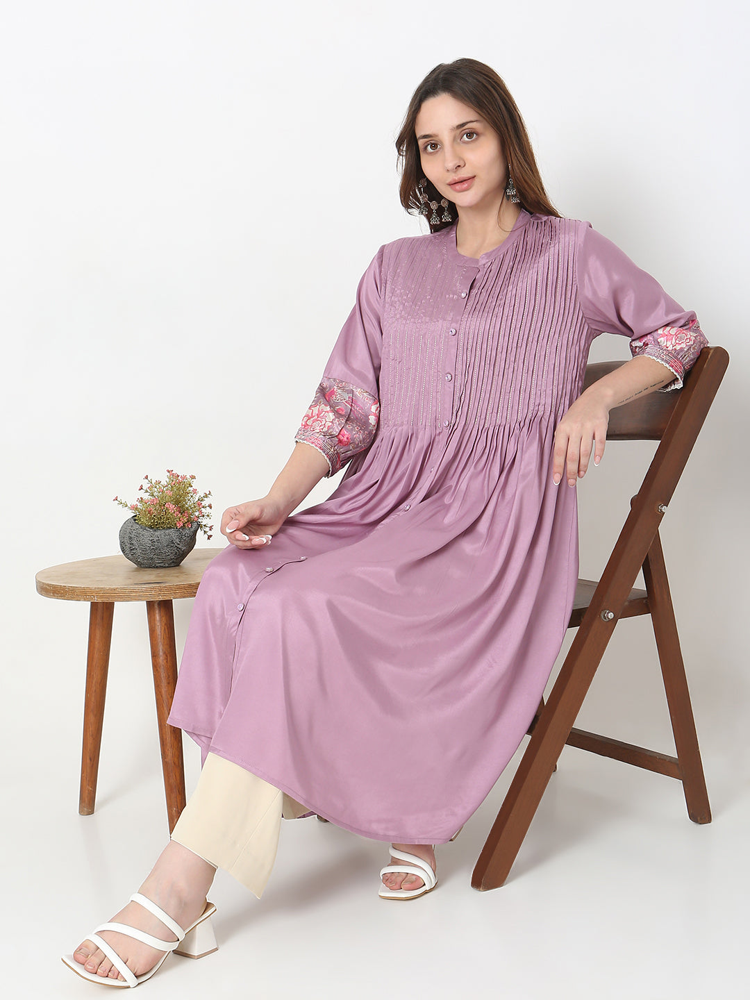 Flare Fit Solid Kurta