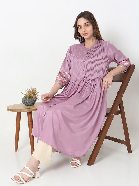 Flare Fit Solid Kurta