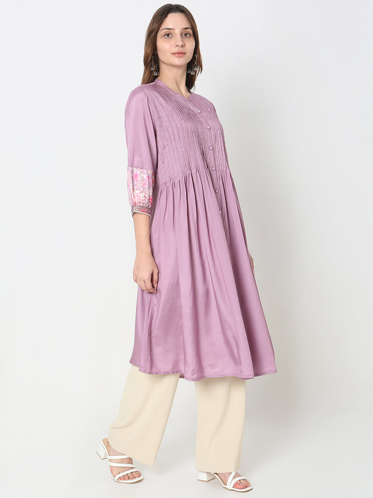 Flare Fit Solid Kurta