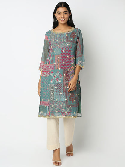 Straight Fit Printed Kurta