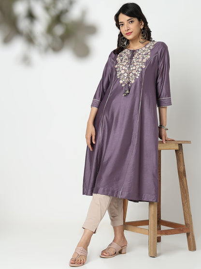 Flare Fit Embroidered Kurta