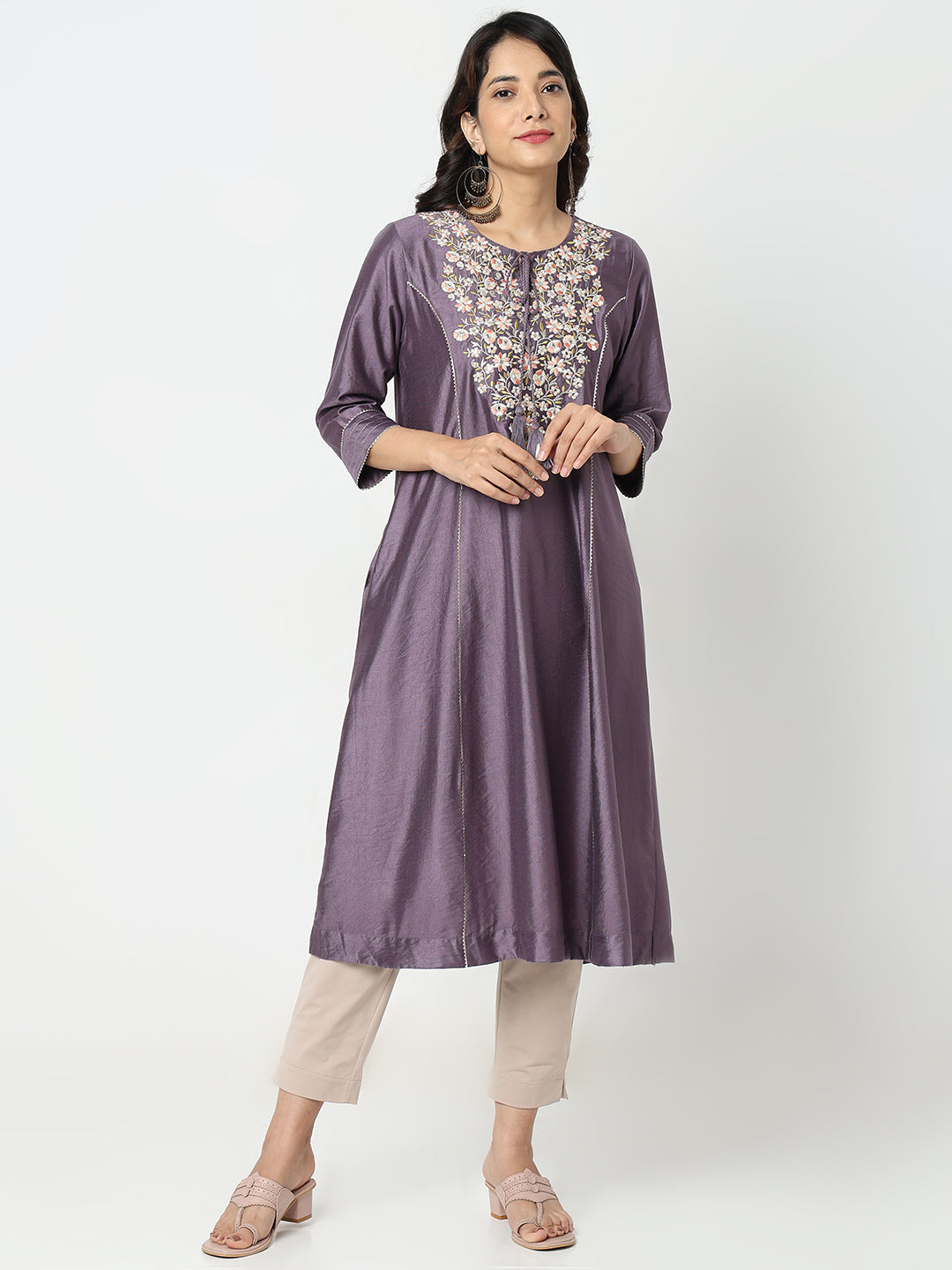 Flare Fit Embroidered Kurta
