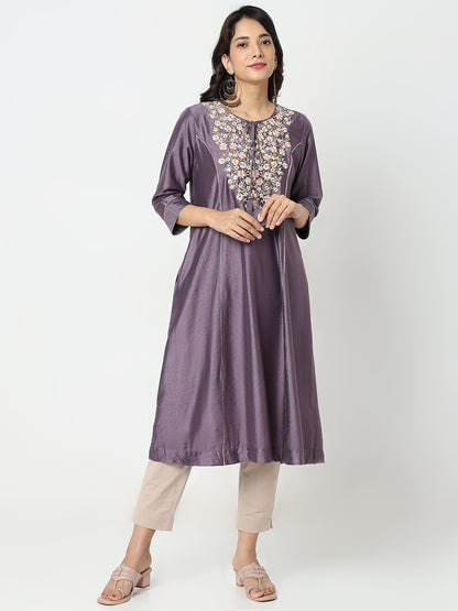 Flare Fit Embroidered Kurta