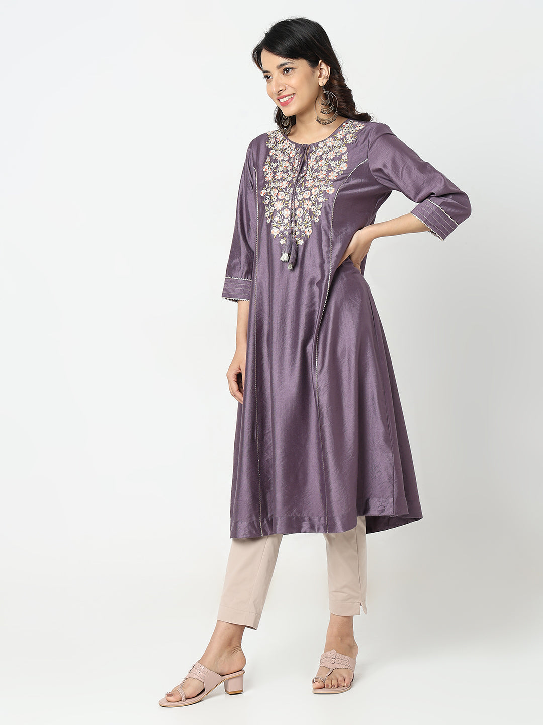 Flare Fit Embroidered Kurta