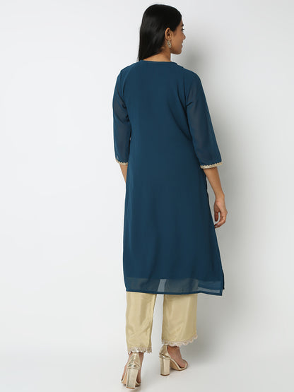 Straight Fit Embroidered Kurta