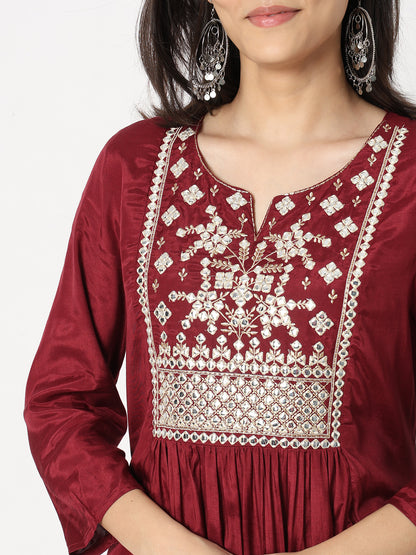 Flare Fit Embellished Kurta
