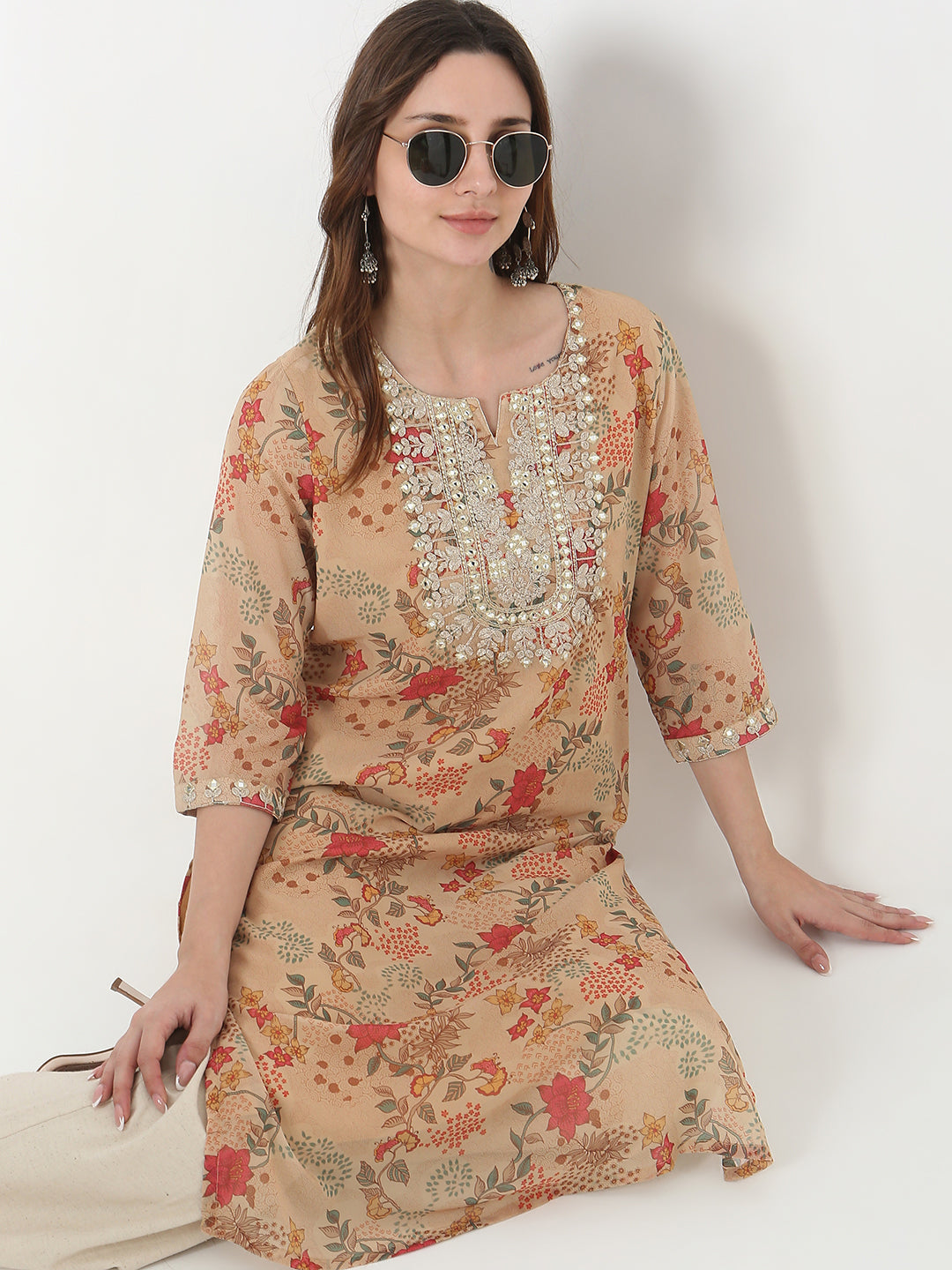 Flare Fit Embellished Kurta
