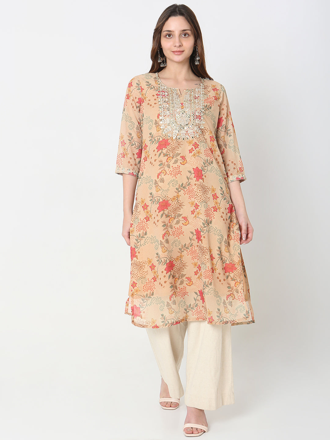 Flare Fit Embellished Kurta