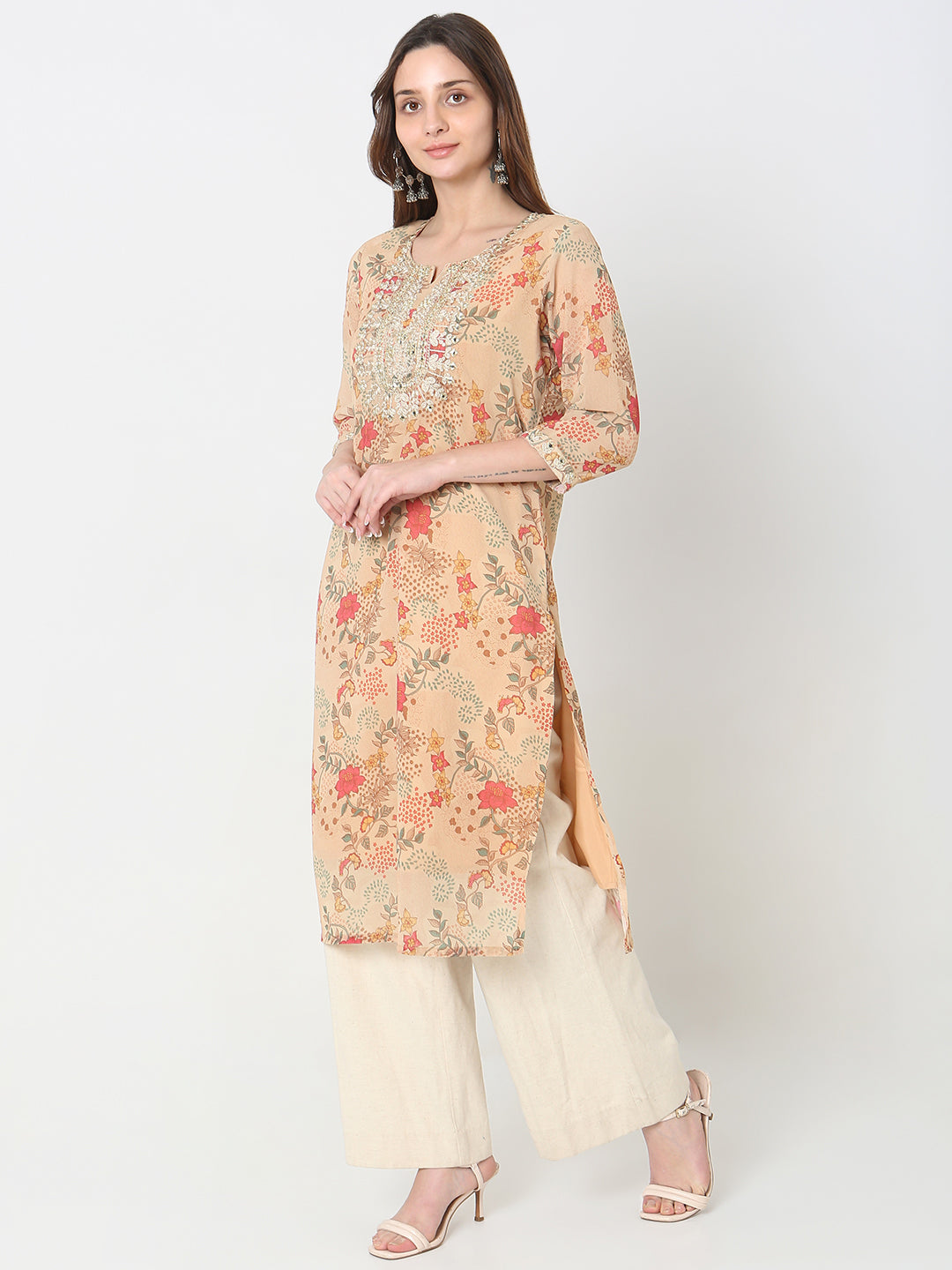 Flare Fit Embellished Kurta