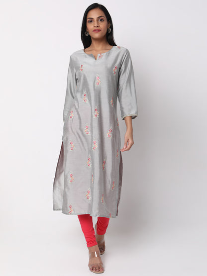 Straight Fit Embroidered Kurta