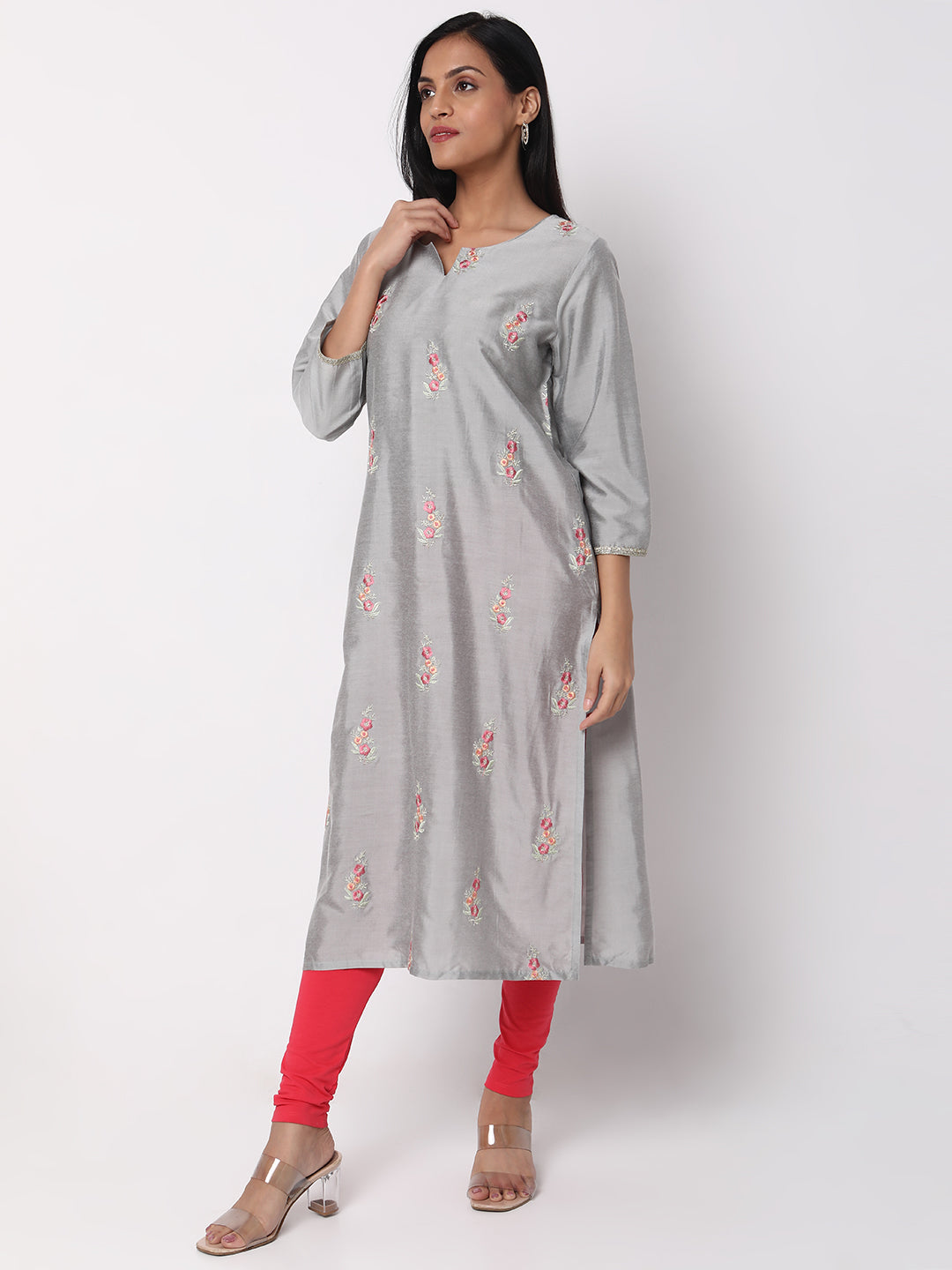 Straight Fit Embroidered Kurta