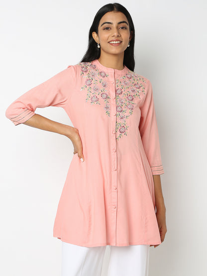Flare Fit Embroidered Kurta