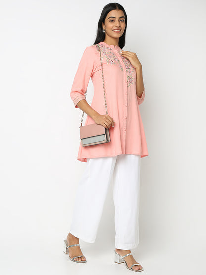 Flare Fit Embroidered Kurta