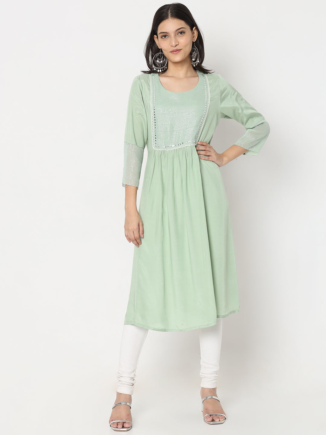 Flare Fit Embellished Kurta